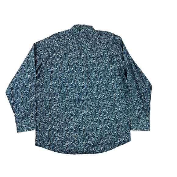 Cinch Country Blue Paisley Button Down Long Sleeve‎ Men Shirt Sz L - Picture 6 of 6